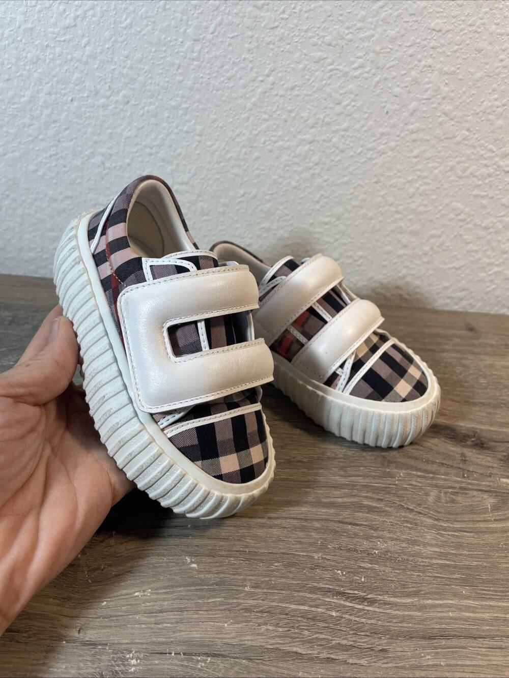 Burberry Kids Check Pattern Sneakers Multicolor EU 23 US 7C Toddler Flat Heel